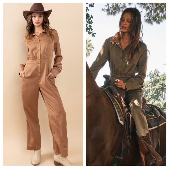 Fabulous Solid Long Sleeve Straight Leg Jumpsuit - Picture 2 of 5